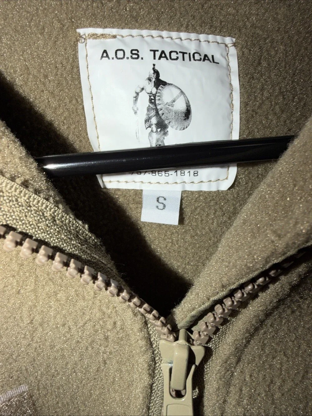 AOS Tactical Theros Fleece Jacket Mens S Tan Polartec Full Zip